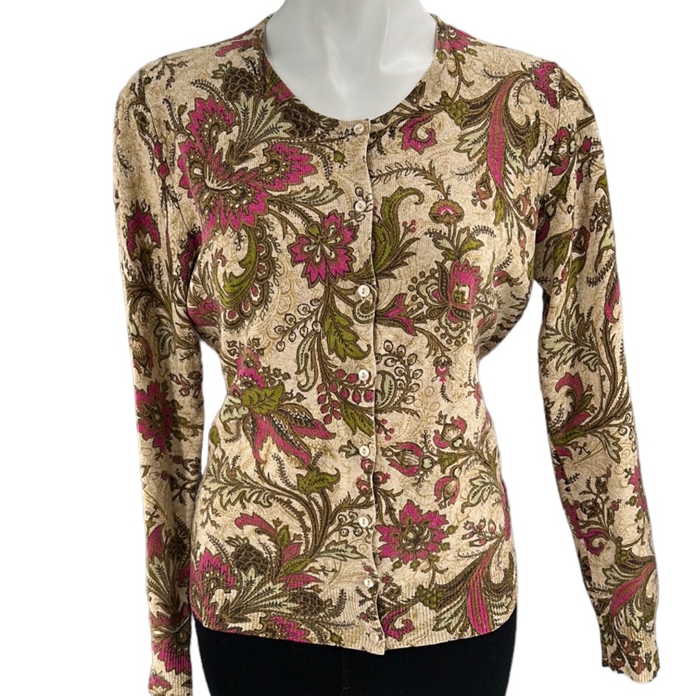 Cardigan button front size large silk & cashmere knit top